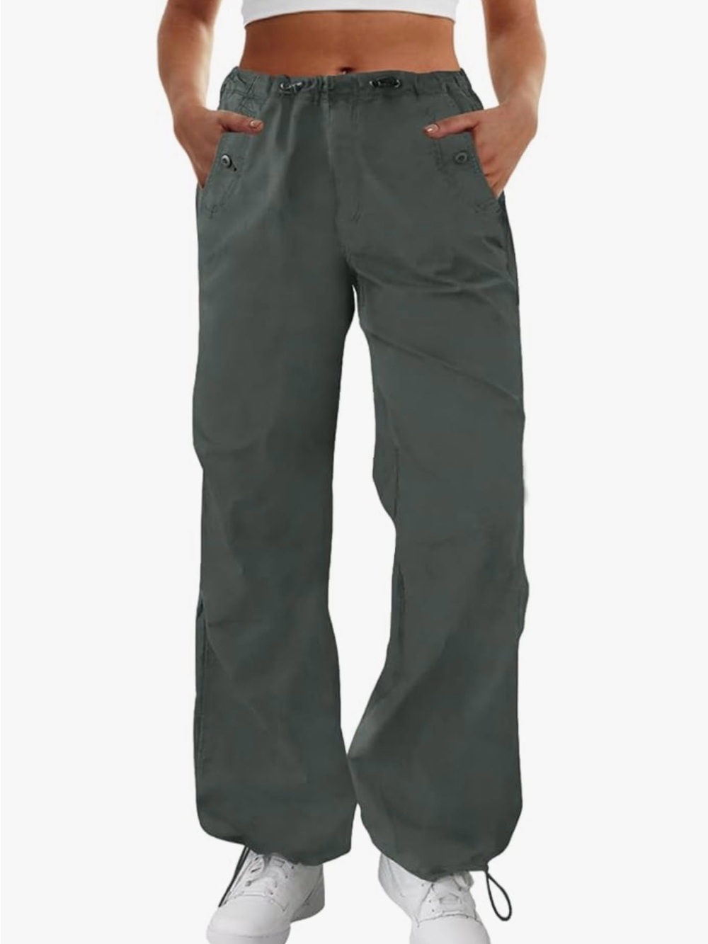 Women’s Drawstring Cargo Pants - Grey